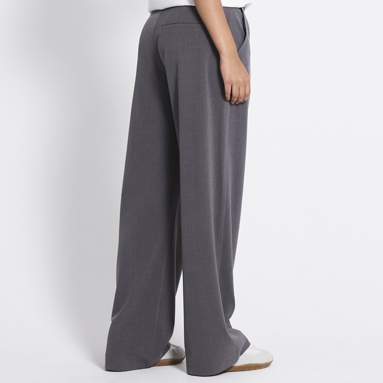 Mid waist wide dress pants "Tori" Grey Melange